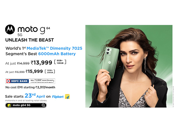 Motorola Launches moto g64 5G with World's 1st MediaTek Dimensity 7025 Processor & Segment Leading 6000mAh Battery at an Effective Price of Rs. 13,999