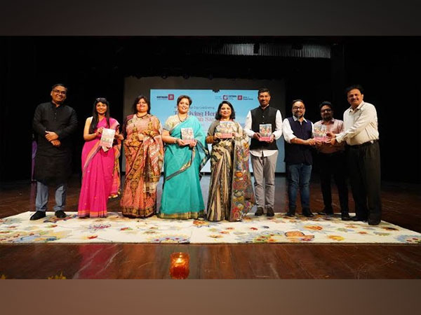 Dr. Madhu Chitkara, Pro Chancellor, Chitkara University, releasing a book titled "Indian Sari - Sartoria and Semiotics" by Prof (Dr) Vaibbhavi Ranavaade at Chitkara University