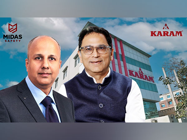 Sivakumar Krithivasan, BU Head - India, Midas Safety India, & Hemant Sapra, President, KARAM Group, announce successful acquisition, expanding reach and product range.