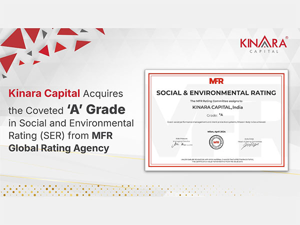 KINARA CAPITAL Acquires 'A' Grade In Social And Environmental Rating (SER) From MFR Global Rating Agency