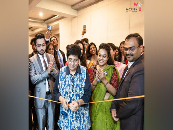 Dr. Kiran Bedi inaugurating the Kiran Bedi Hall at Woxsen University