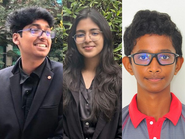 Oakridge Bachupally students (L-R) Yuva Ganesh Narne, CBSE 12th school topper, Neha Kalagudi, CBSE 12th and Sriram Venugopalan, CBSE 10th school topper