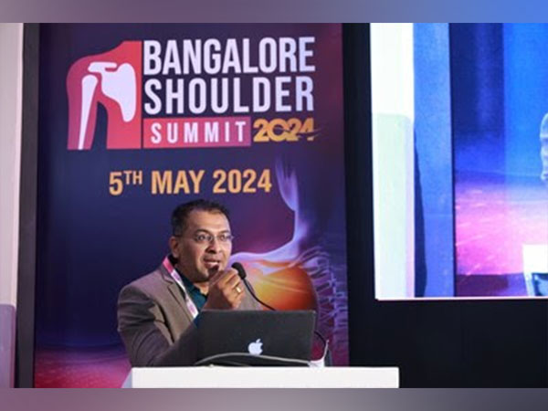 Dr Ayyappan V Nair speaking at Bangalore Shoulder Summit 2024