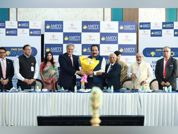 Amity's Chancellor, Dr Aseem Chauhan welcoming ISRO Chairman, Dr S. Somanath at the joint ISRO-Amity workshop in Amity University Bengaluru on May 15, 2024.