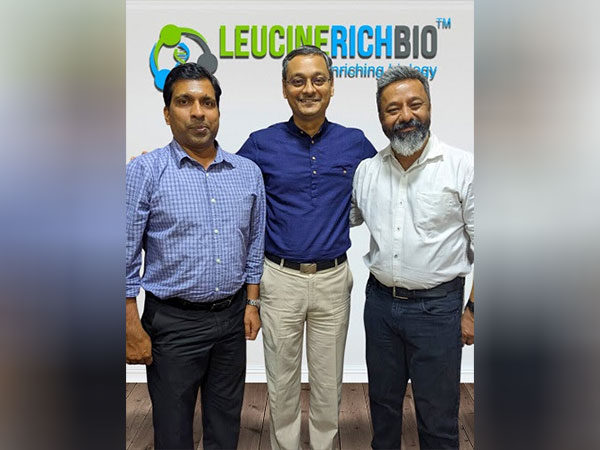 Founders picture (Leucine Rich Bio) - From left to right (Mr Prabhath Manjappa, Dr Debojyoti Dhar, Mr Kumar Sankaran)