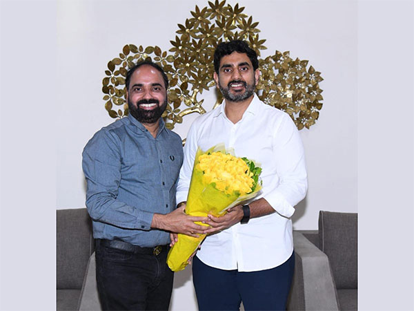 Y.Guru, CMD, Celkon Group with Andhra Pradesh IT Minister Nara Lokesh (right)