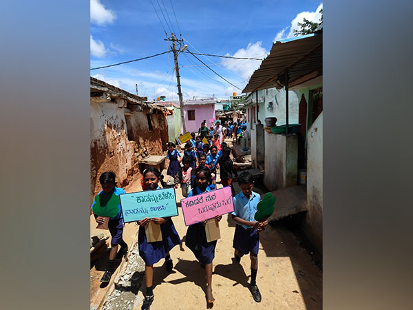 School children of N Hosur village conduct 'green rally' as part of World Environment Day.