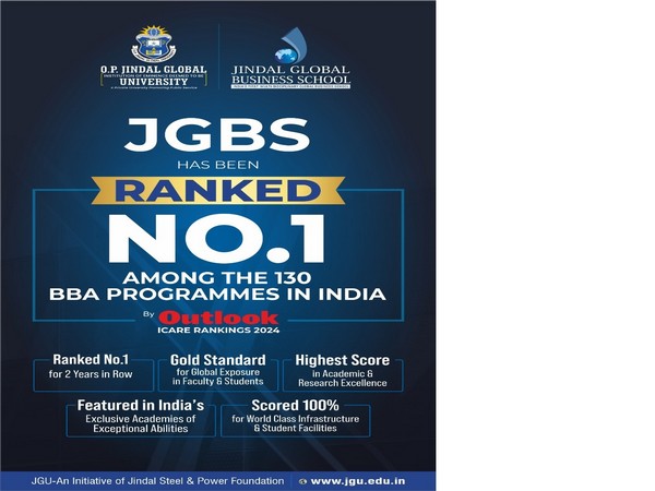 BBA (Hons.) Programme at Jindal Global Business School Ranked First & India's Best: Outlook-ICARE Rankings 2024