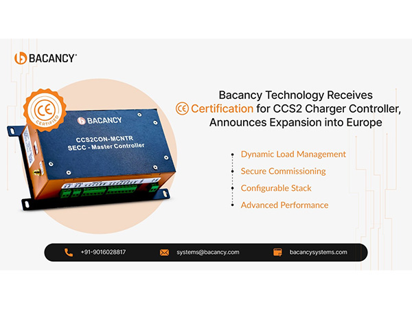 Bacancy Technology Receives CE Certification for CCS2 Charger Controller, Announces Expansion into Europe