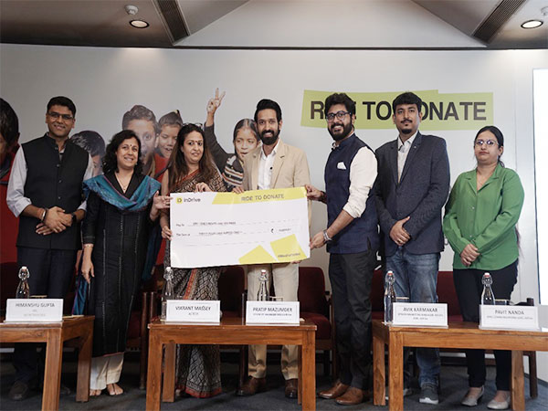 inDrive donated Rs 34 lakh to CRY India through brand ambassador Vikrant Massey, supporting over 500 underprivileged kids as part of their purpose project at a Delhi event on Saturday.