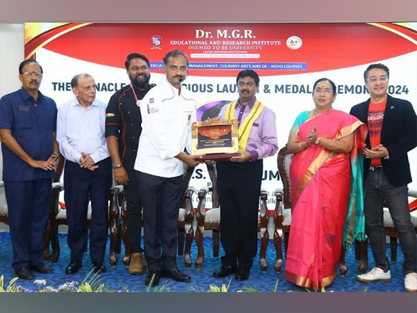 (L-R) Dr C B Palanivelu, Registrar; Dr G Gopalakrishnan, Provost; Chef Nalan Shine; Dr Prabhu, Jt Registrar; Er ACS Arun Kumar, President; Dr S Geethalakshmi, VC; Zubin Mehta, Uniforms Unlimited