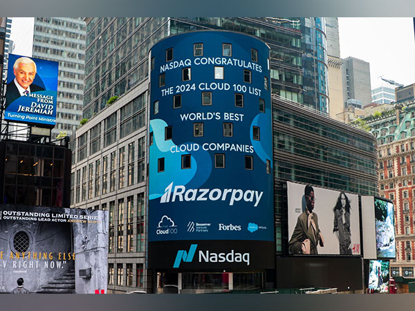 Nasdaq celebrated Razorpay as Forbes Cloud100 honoree on Times Square Tower