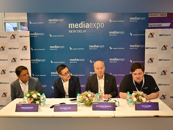 President of Roland DG Kohei Tanabe during press conference at Media Expo, New Delhi