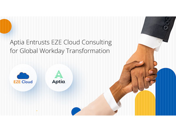 Logos of EZE Cloud Consulting and Aptia reflecting on their alliance, for Aptia's global Workday AMS.