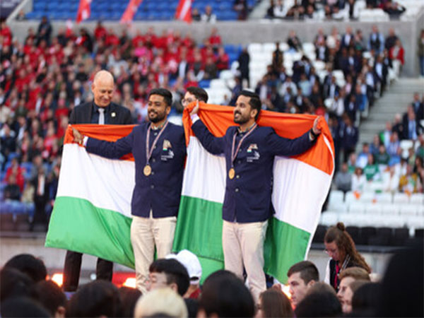 (L-R) Dhrumilkumar Gandhi and Sathyajith Balakrishnan, mechanical engineers from NAMTECH's inaugural batch, proudly display their bronze medal in the Industry 4.0 category at WorldSkills 2024.