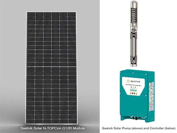 Saatvik Solar N-TOPCon Module (left) and Solar Pump (right)