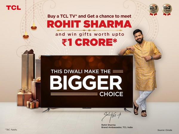 TCL elevates festive celebrations by providing an opportunity to meet Rohit Sharma and win additional gifts worth up to Rs 1 Cr. on the purchase of TCL's premium TV range 55" size and above