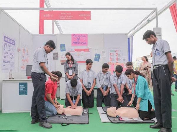 Students showcasing their innovative projects on Day 3 of Synergy 2024, the grand tech-fest at SGT University