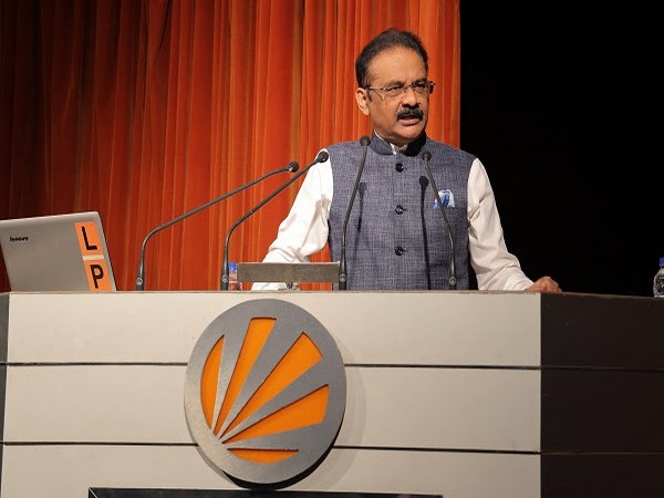 LPU Chancellor Dr. Ashok Kumar Mittal addressing the staff members during an Annual International Conference & Global Summit at LPU campus