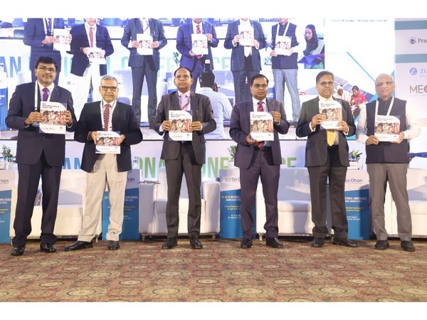 M Nagaraju and leaders from Sa-dhan, NABARD, and SIDBI released the 'Bharat Microfinance Report' at the 19th Sa-dhan Conference in Delhi