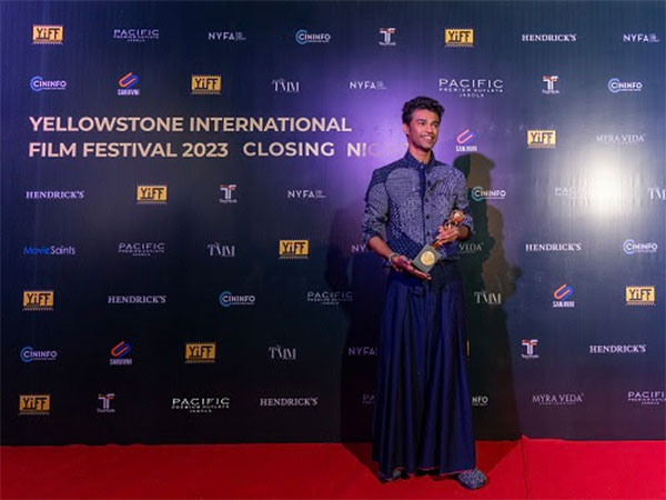 Babil Khan Accepting his award at the closing night ceremony of Yellowstone International Film Festival 2023