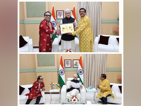 Governor of Telangana Jishnu Dev Varma was felicitated by Abhijeeth Bhattacharjee and Pt. Prodyut Mukherjee at Hyderabad