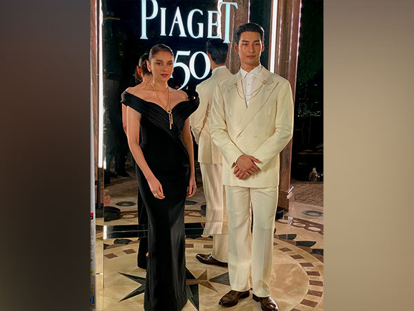 Aditi Rao Hydari with Apo Nattawin Thai actor and Piaget Global Brand Ambassador at the Piaget Gala Dinner in Abu Dhabi