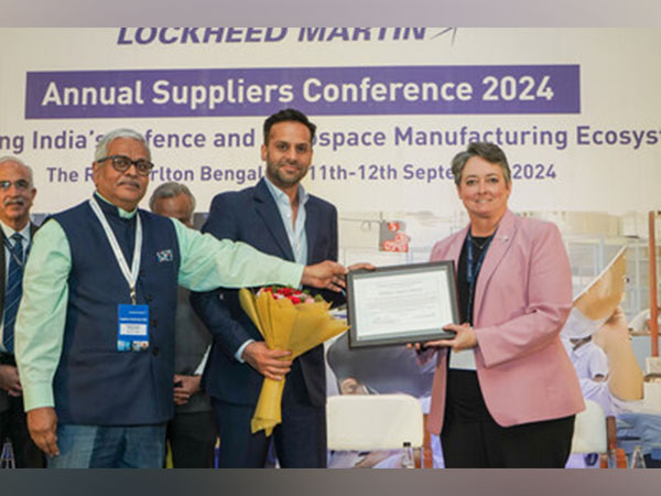 L-R: Prabhat Bhagvandas, CEO - Rossell Techsys Inc., Rishab Gupta, Managing Director - Rossell Techsys Ltd., Abby Lilly,  VP - Global Supply Chain - Lockheed Martin Rossell Techsys-LM Award