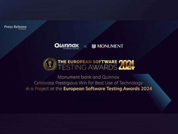 Monument bank and Quinnox Celebrate Prestigious Win for Best Use of Technology in a Project at the European Software Testing Awards 2024