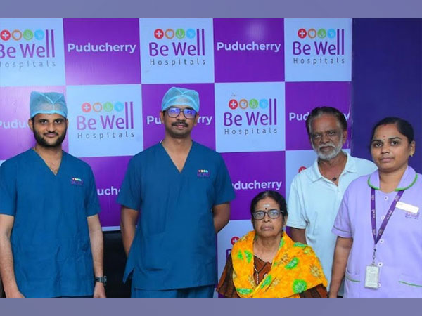 From Left to Right: Dr Deepak Ravi, MS, FAIS; Dr R Raja, MS M.Ch along with the Patient