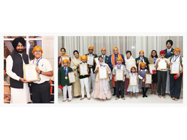 MP Rajya Sabha & Chancellor Chandigarh University, Satnam Singh Sandhu Conferring Bravery Awards among Children during Veer Bal Diwas event organized by Indian Minorities Federation in Dubai