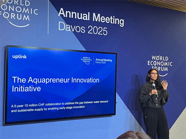 Roshni Nadar Malhotra, Chairperson of HCL Group, announces the winners of 'Tackling Water Pollution Challenge' under the Aquapreneur Innovation Initiative in Davos.