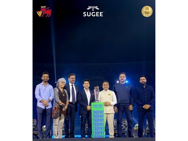 Unveiling of the ICC Champions Trophy as part of the official tour during the 50th Anniversary Celebration of Wankhede Stadium powered by Sugee Group