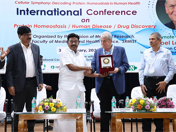 Founder Chancellor of SRMIST Dr. T. R. Paarivendhar with Nobel Laureate Prof. Aaron Ciechanover (2004, Chemistry) at the inauguration of ProUPS  conference held at SRMIST.