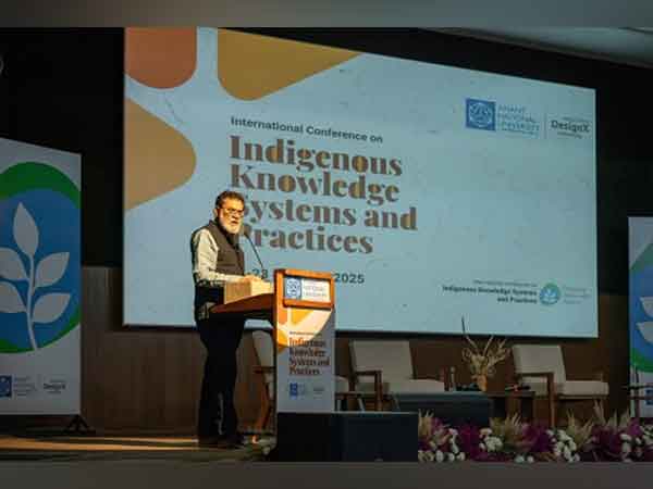 Dr Anunaya Chaubey, Provost of Anant National University, delivering the welcome address at the International Conference on Indigenous Knowledge Systems and Practices