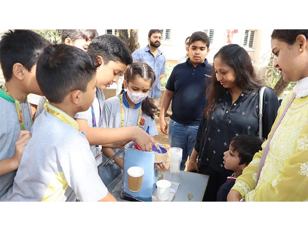 Students explain their PBL project to parents, demonstrating problem-solving and innovation at Suchitra Academy's PBL Presentation Day!