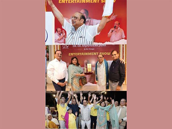 Dr. Rajainderr Jaina at "Sing Today, Smile Today" event honoring his mother and Manoj Kumar in Delhi.