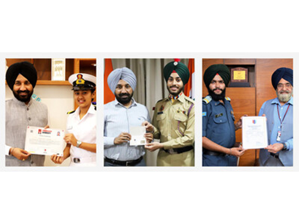 Students of Chandigarh University who have been selected in Indian Armed Forces posing with Chancellor Chandigarh University