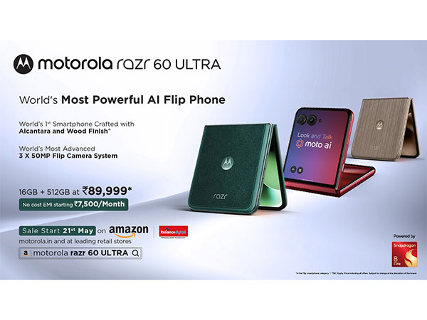 motorola razr 60 ultra- the world's most powerful AI flip phone with Snapdragon® 8 Elite & moto AI, launched at just Rs. 89,999* (16GB+512GB)