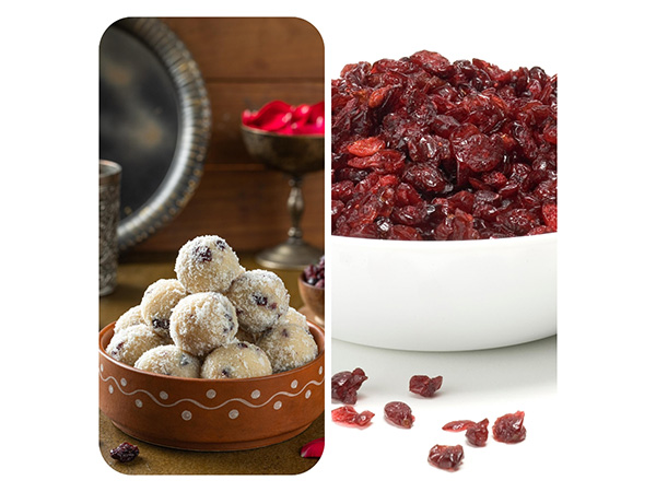 Cranberry Coconut Laddoo -- a modern twist on a classic Indian sweet, blending tradition with tangy innovation.