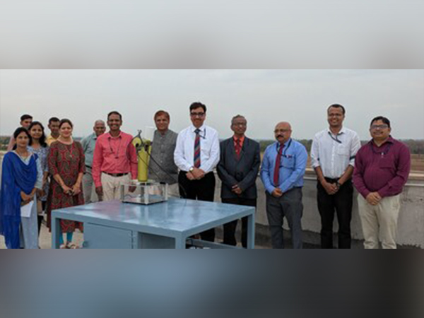 The Amity University Chhattisgarh team with NASA-AERONET (Aerosol Robotic Network) Atmospheric Monitoring Station equipment at the university.