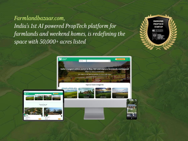 Farmland Bazaar, India's first AI-powered farmland marketplace, has been recognized as an Emerging PropTech Startup of 2025.