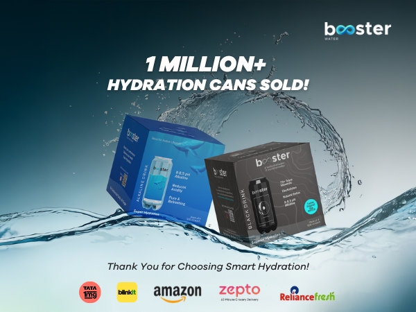 Booster Water Crosses 1 Million Hydration Cans, Milestone in India with Its Alkaline and Black Water Drinks