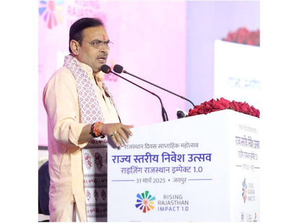 Hon'ble Chief Minister of Rajasthan, Shri Bhajan Lal Sharma, speaking during the Rising Rajasthan Impact 1.0 event held in Jaipur on 31st March 2025