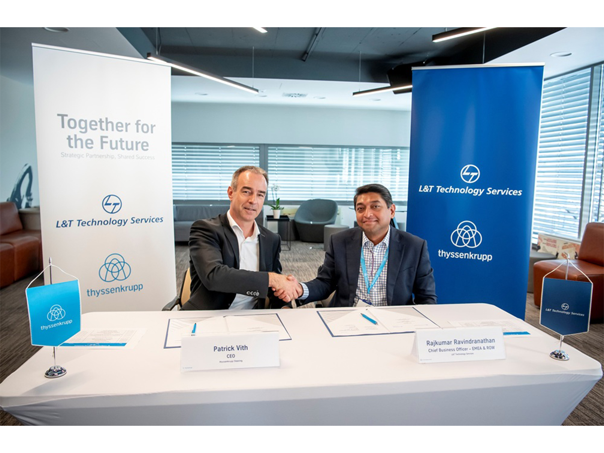 Patrick Vith, CEO of thyssenkrupp Steering (L), with Rajkumar Ravindranathan, Chief Business Officer - EMEA & RoW, LTTS (R)