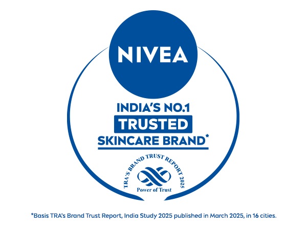 NIVEA India is officially named India's Most Trusted Skincare Brand in TRA's 2025 report for the 5th year, spotlighted through a mark featuring the 2025 Brand Trust recognition