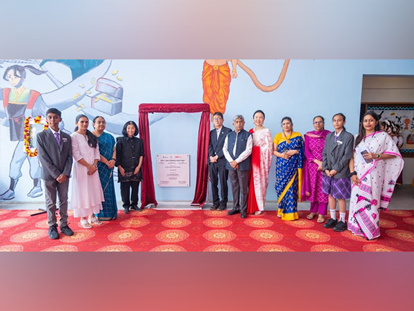 The unveiling of India and Japan children's mural project by Hokuto Kaya, Consulate-General of Japan in Bengaluru at Ekya School, Byrathi