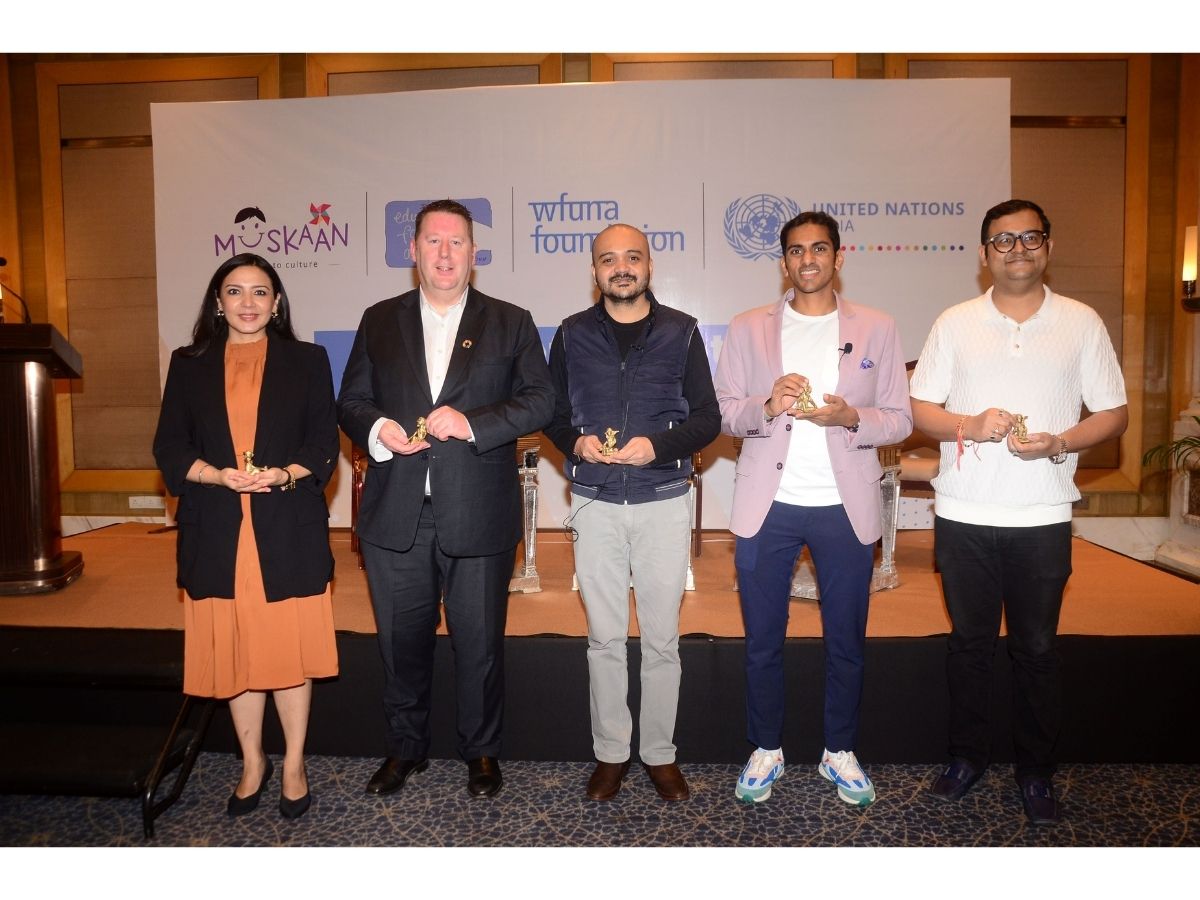 Main speakers at AI seminar in Kolkata by Muskaan, Education for All, WFUNA Foundation & UN India: Navjyot Mallika Kaur, Darrin Farrant, Samyak Chakrabarty, Arjun Vaidya, Aniket Deb