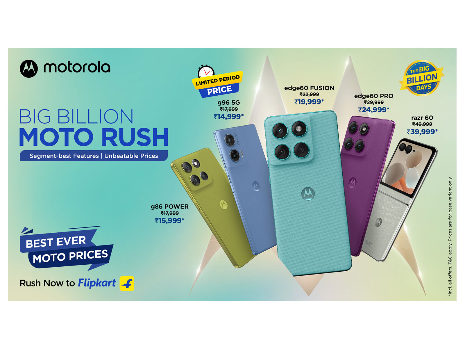 Motorola Announces #BigBillionMotoRush with Lowest Ever Festive Prices on Its Bestselling Smartphones Starting 23rd September, 00:00 Hrs on Flipkart
