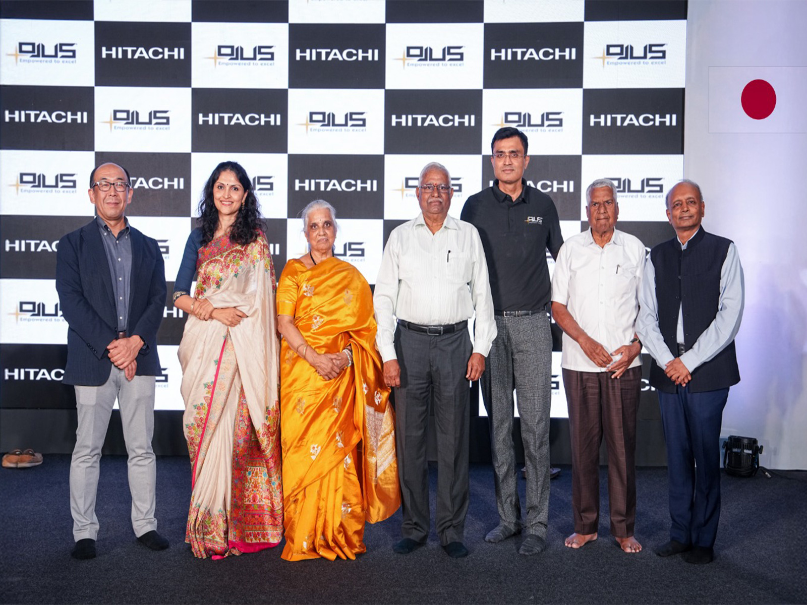 Senior leadership from OJUS and Hitachi, along with dignitaries at the official launch of the Industrial Air Compressor at OJUS's Hosur facility
